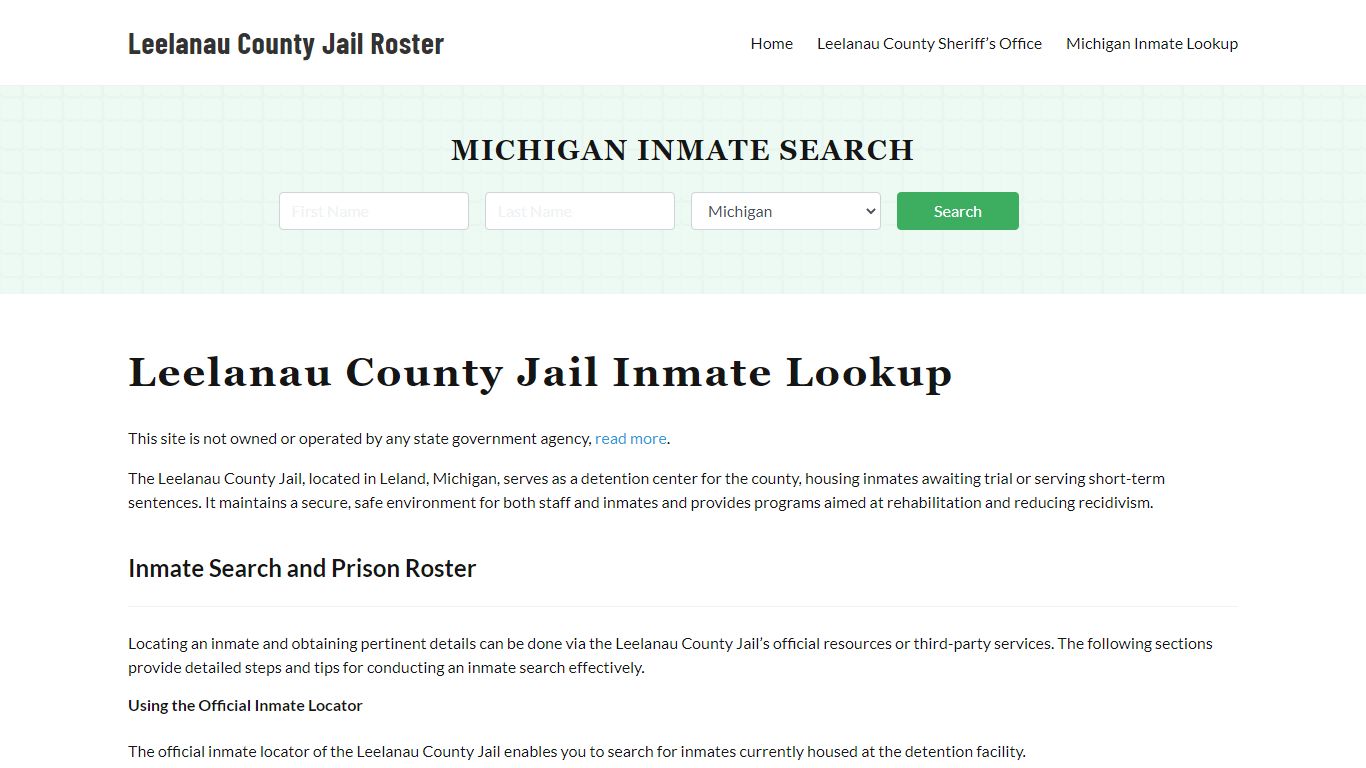 Leelanau County Jail Roster Lookup, MI, Inmate Search