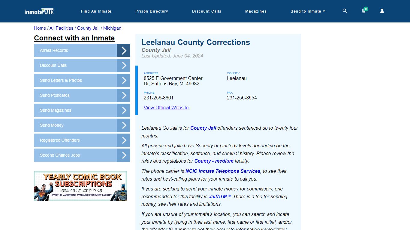 Leelanau County Corrections - Inmate Locator